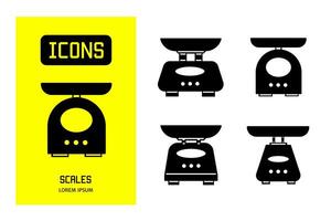 Set of flat icons of  weight scales. Vector design for business and stock.