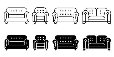 Sofa. Vector collection of sofa icon illustrations. Black icon design.