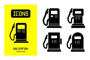 Set of flat icons of  gas station. Vector design for business and stock.