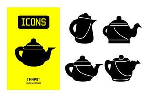 Set of flat icons of  teapot. Vector design for business and stock.