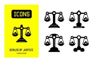 Set of flat icons of  scales of justice. Vector design for business and stock.