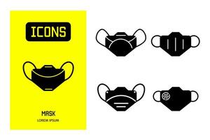 Set of flat icons of  mask. Vector design for business and stock.