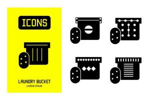 Set of flat icons of laundry bucket. Vector design for business and stock.