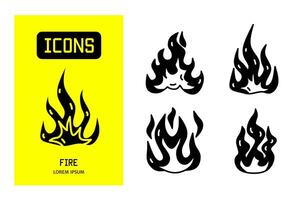 Set of flat icons of fire. Vector design for business and stock.