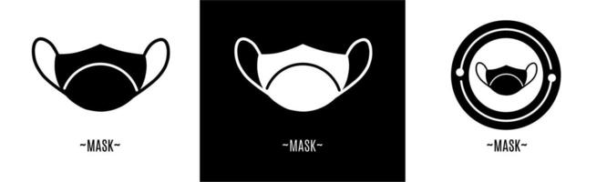 Mask logo set. Collection of black and white logos. Stock vector. vector