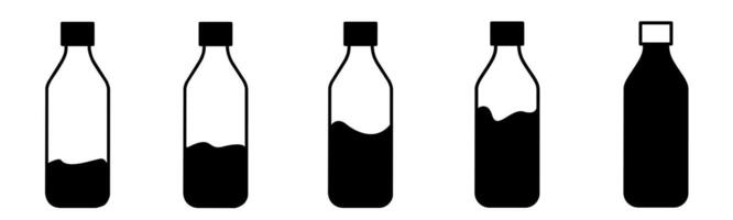 Black and white bottle icon illustration collection. Stock vector. vector