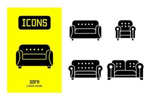 Set of flat icons of sofa. Vector design for business and stock.