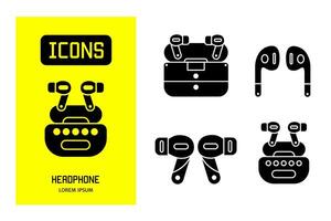 Set of flat icons of headphone. Vector design for business and stock.