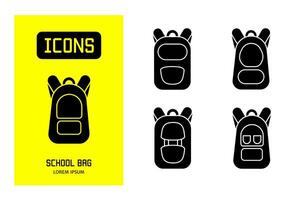 Set of flat icons of bag school. Vector design for business and stock.