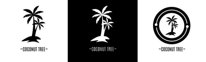 Coconut tree logo set. Collection of black and white logos. Stock vector. vector