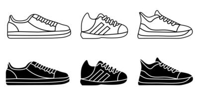 zapatos. vector colección de zapato icono ilustraciones. negro icono diseño.