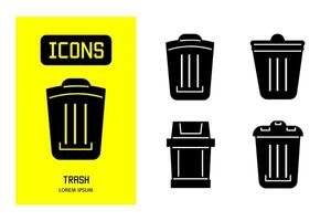 Set of flat icons of  trash. Vector design for business and stock.