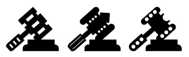 Hammer judge icon. Collection vector illustration of icons for business. Black icon design.