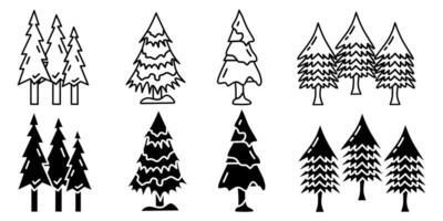 Pine tree. Vector collection of pine tree icon illustrations. Black icon design.