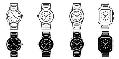 reloj de pulsera. vector colección de reloj icono ilustraciones. negro icono diseño.