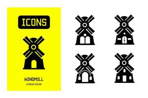 Set of flat icons of windmill. Vector design for business and stock.