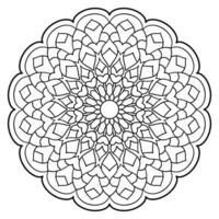 Floral mandala with lines, botanical style, circular shape, coloring book page vector