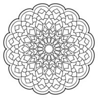 Floral mandala with lines, botanical style, circular shape, coloring book page vector