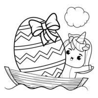 Easter unicorn coloring page for kids vector