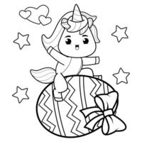 Easter unicorn coloring page for kids vector