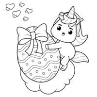 Easter unicorn coloring page for kids vector