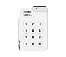 HUD digital futuristic user interface PIN code entry panel. Sci Fi high tech protection glowing screen GUI or FUI concept. Game menu authorization numeric password keypad. Unlock keyboard dashboard vector