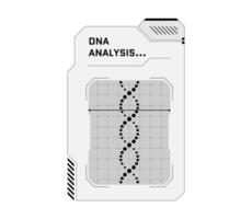 DNA analysis biometric ID scan system HUD concept. User verification scanner and person identity biotechnology digital panel. Human genetic engineering identification. Medical recognition interface vector