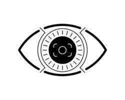 HUD retinal recognition biometric ID scan icon concept. User eye verification symbol. Person optic identity security digital sign. Human retina identification. Authorization interface eps design vector
