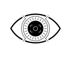 HUD retinal recognition biometric ID scan icon concept. User eye verification symbol. Person optic identity security digital sign. Human retina identification. Authorization interface eps design vector