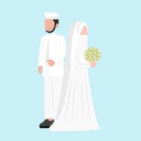 Muslim Wedding Couple Flat Illustration vector