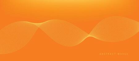 Abstract orange gradient background with waves vector