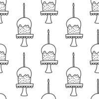 Easter cake with candle doodle seamless pattern vector