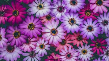 AI generated Flowers in pink and violet against purple white large petals photo