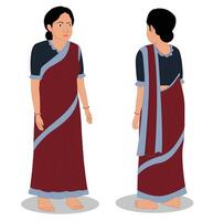 Indian women cartoon character design for 2d animation vector