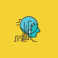 robotic head icon on yellow background vector