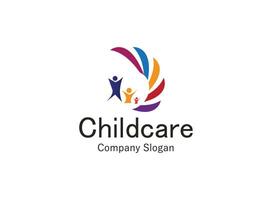 Kids care, family, charity vector logo emblem design template. Hand drawn multicolor heart with baby and adult hands silhouettes, isolated icon. Voluntary non profit organization, healthcare concept.