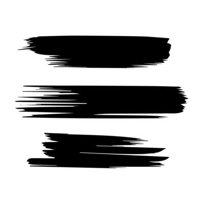 black paint, ink brush strokes, brushes, lines, grungy. Dirty artistic design elements, boxes, frames. Vector illustration. Isolated on white background. Freehand drawing.