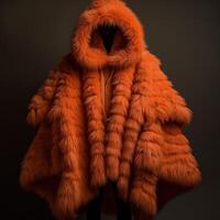 AI generated Luxury fluffy fashion jacket fuzz peach colorful coats photo