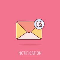 New incoming messages icon in comic style. Envelope with notification cartoon vector illustration on isolated background. Email sign business concept splash effect.