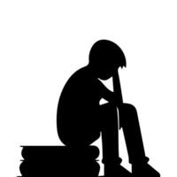 Alone boy sad Silhouette of Very sad man Free Vector