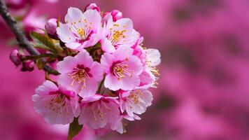 AI generated Beautiful pink blossom flowers create abstract and stunning background photo