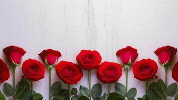 AI generated Few red roses border a beautiful white background elegantly photo