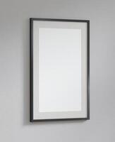 mockup frame cozy home interior, empty frame and light gray wall background. room 3D rendering. photo