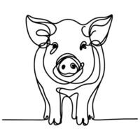 AI generated hand draw black sketch Big fat pig vector illustration isolated on white background