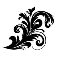 AI generated elegant swirls damask with floral flower hand draw orange black line style element illustration on white background vector