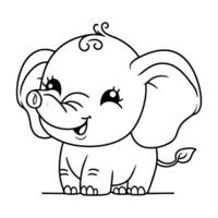 ai generado continuo soltero mano dibujo negro línea Arte de elefante contorno garabatear dibujos animados bosquejo estilo vector ilustración en blanco antecedentes