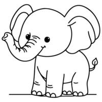 AI generated continuous single hand drawing black line art of elephant outline doodle cartoon sketch style vector illustration on white background