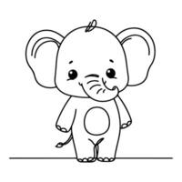 AI generated continuous single hand drawing black line art of elephant outline doodle cartoon sketch style vector illustration on white background