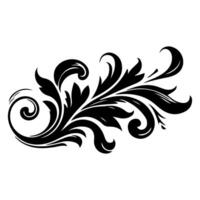 AI generated elegant swirls damask with floral flower hand draw orange black line style element illustration on white background vector