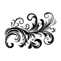 AI generated elegant swirls damask with floral flower hand draw orange black line style element illustration on white background vector